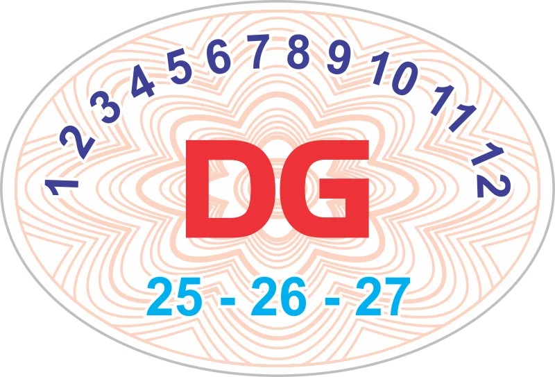 Tem bảo hành elip DG Tem bảo hành elip logo DG