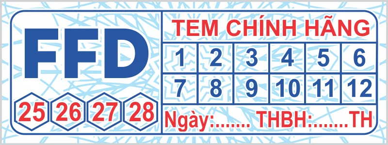 Tem bảo hành chữ nhật FFD Tem bảo hành chữ nhật logo FFD