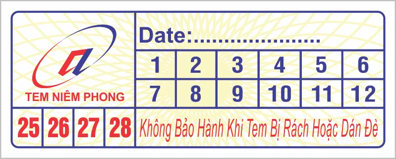 Tem bảo hành chữ nhật niêm phong Tem bảo hành chữ nhật niêm phong