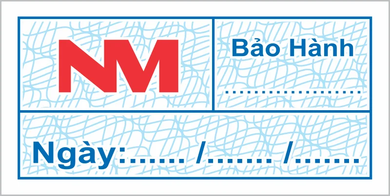 Tem bảo hành chữ nhật NM Tem bảo hành chữ nhật logo NM