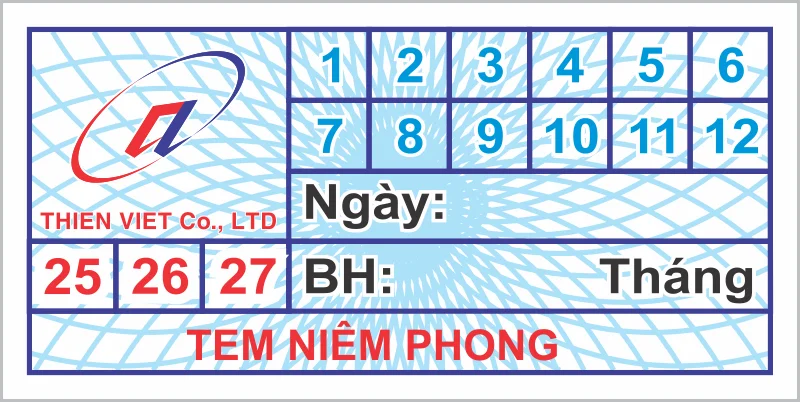 Tem bảo hành chữ nhật niêm phong Tem bảo hành chữ nhật niêm phong
