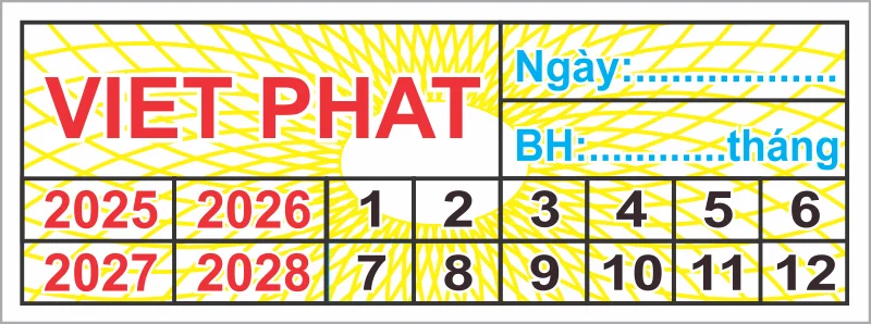 Tem bảo hành chữ nhật Việt Phát Tem bảo hành chữ nhật logo Việt Phát