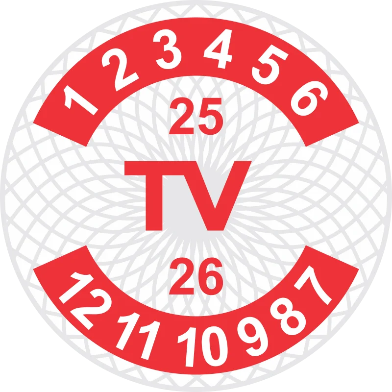 Tem bảo hành tròn đỏ TV Tem bảo hành tròn màu đỏ logo TV