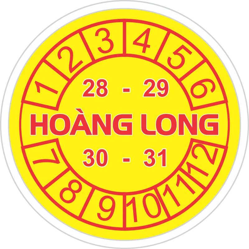 Tem bảo hành tròn Hoàng Long Tem bảo hành tròn logo Hoàng Long